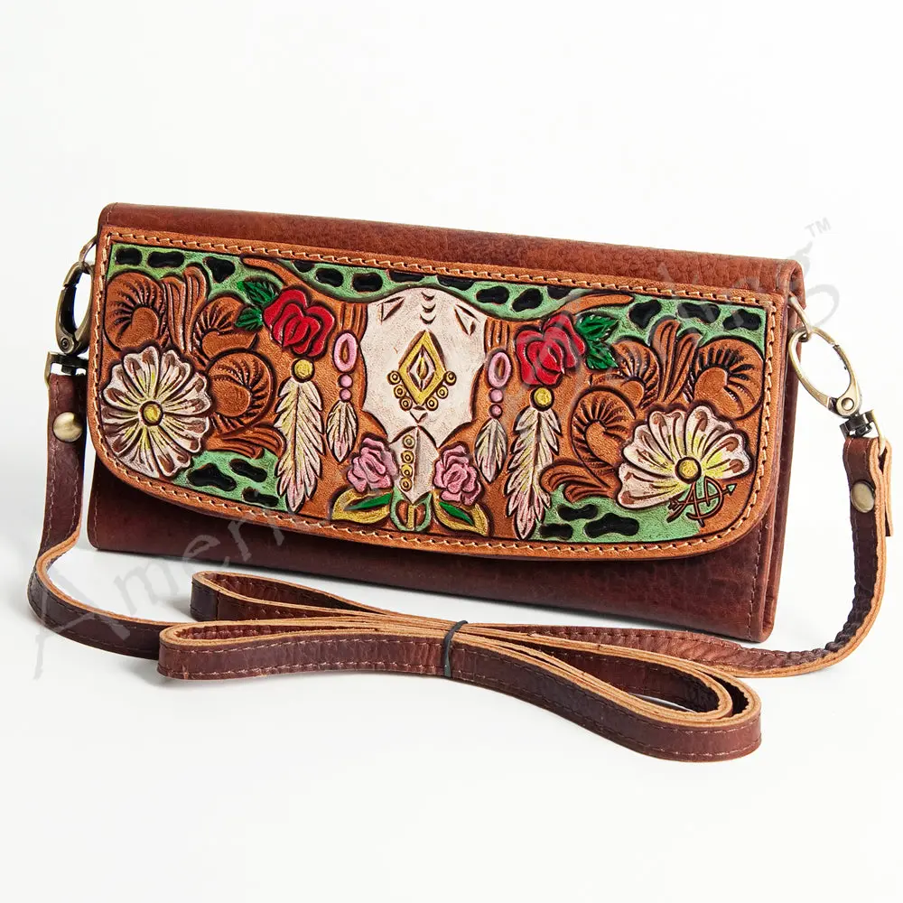 American Darling Wallet Hand Tooled Genuine Leather Western Women Bag | Handbag Purse Wristlet Travel Clutch 19