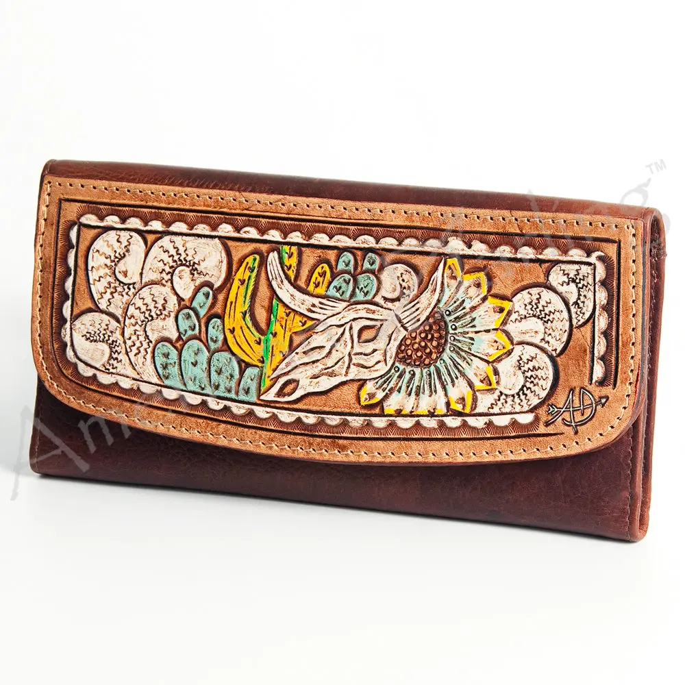American Darling Wallet Hand Tooled Genuine Leather Western Women Bag | Handbag Purse Wristlet Travel Clutch 22