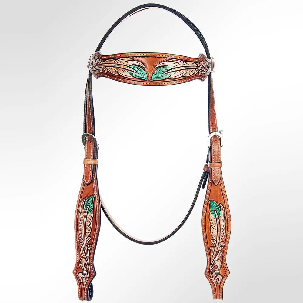 American Darling Western Horse Floral Genuine Leather Headstall Tack Set | Breast Collar For Horses 2