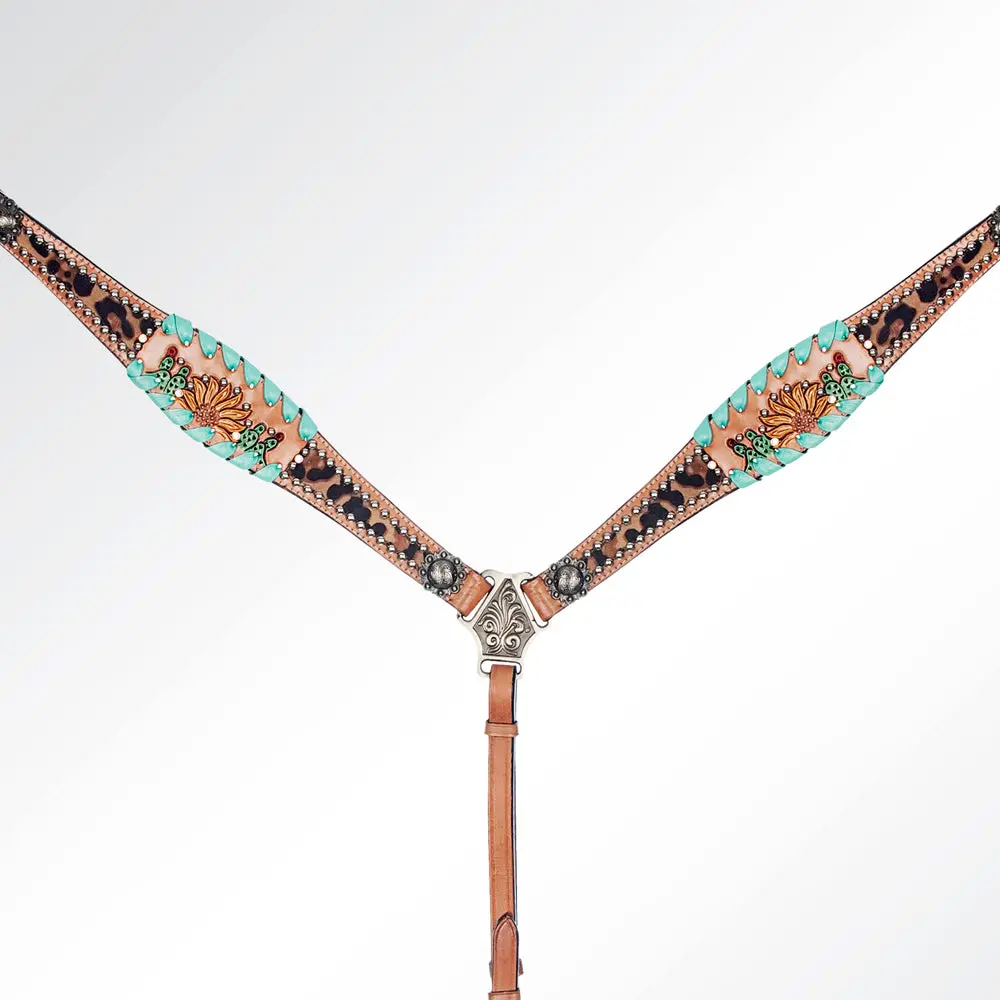 American Darling Western Horse Floral Genuine Leather Headstall Tack Set | Breast Collar For Horses 2