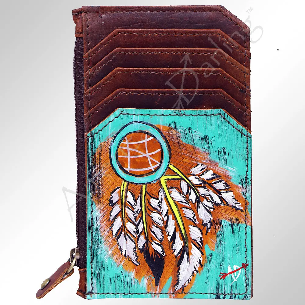 American Darling Card Holder Hand Tooled Genuine Leather | Business Credit 1