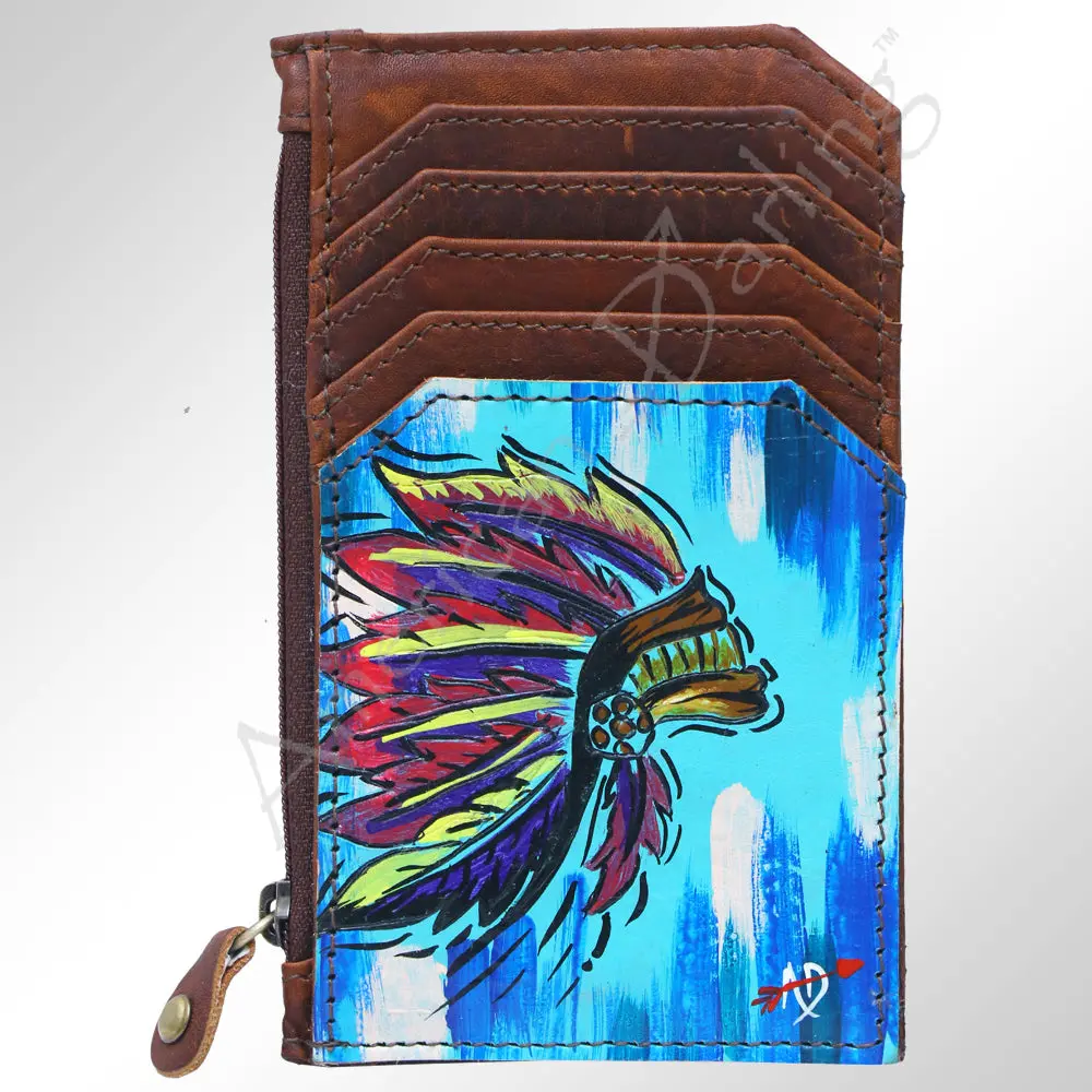 Ameran Darling Women's Card Holder Hnad Painted Full Grain Genuine Leather Handbag And Ladies Purse 1