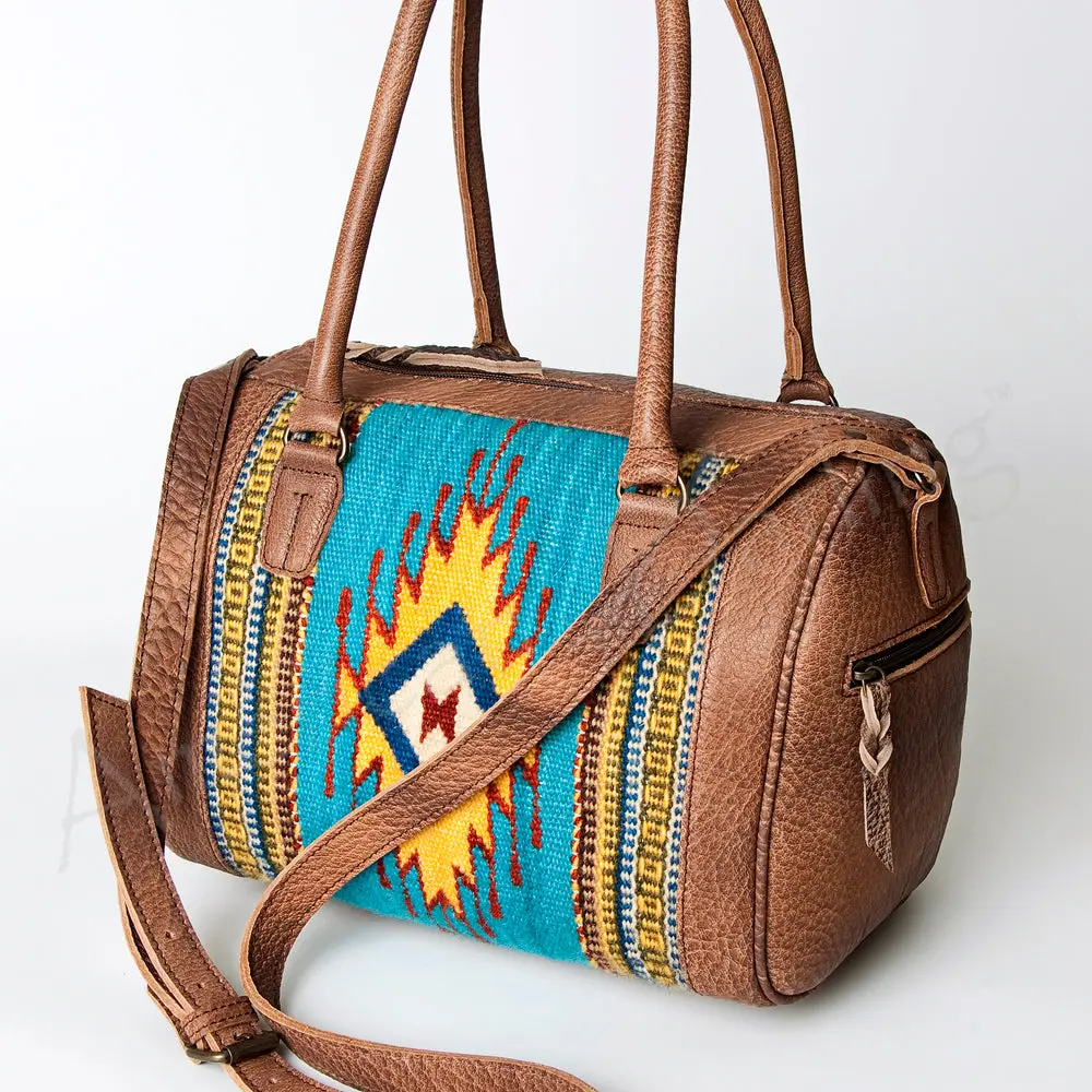 American Darling Duffel Bag Western Hand Woven Saddle Blanket Genuine Leather Travel Purse With Ykk Zipper For Women 1