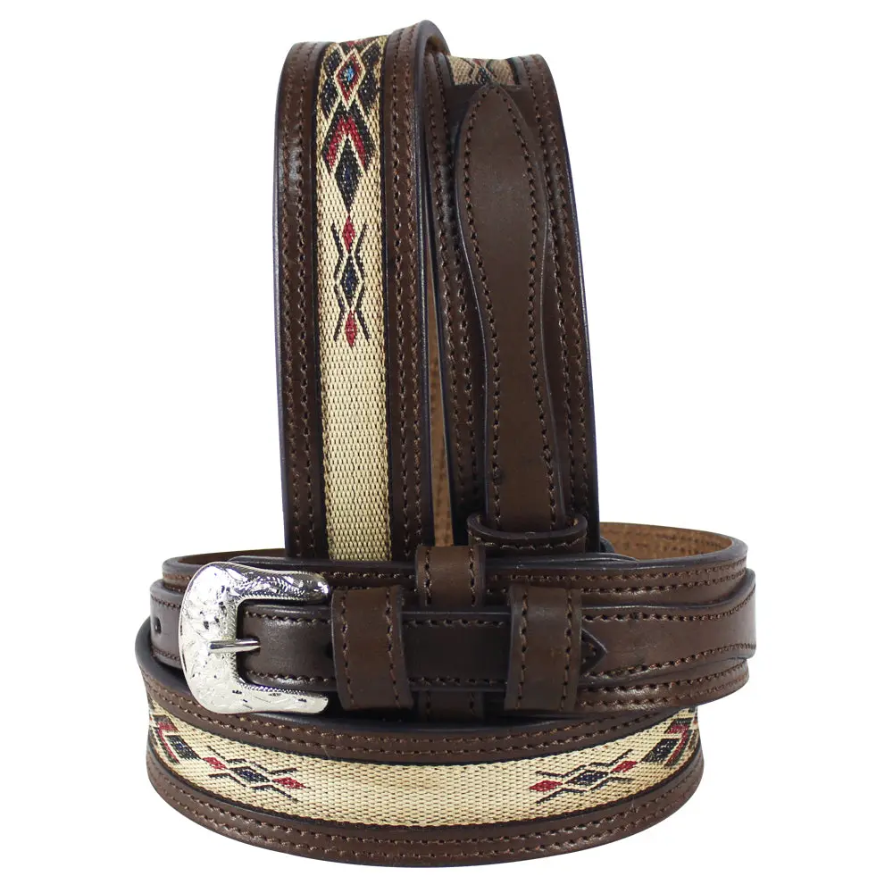 Hilason Western Genuine Leather Belt For Handmade Unisex Full Grain Heavy Duty Engraved Buckle Belt Dark Brown 1