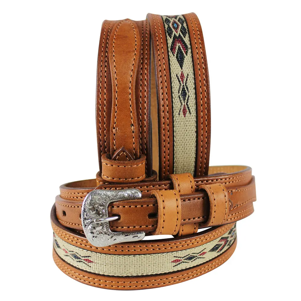 Hilason Western Genuine Leather Belt For Handmade Unisex Full Grain Heavy Duty Engraved Buckle Belt Tan 1