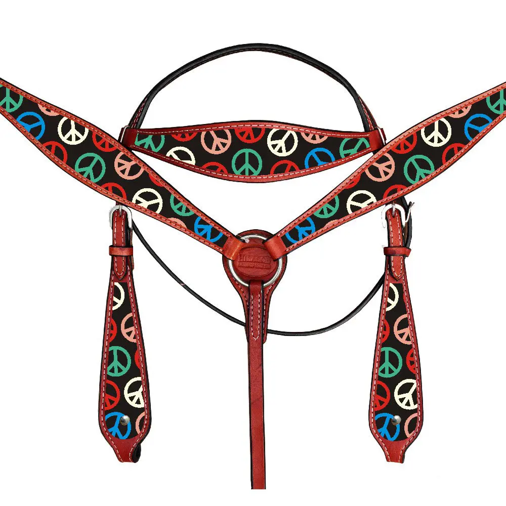 Hilason Western Horse Leather Headstall Breast Collar Set Mahogany | Tack For Horses 1