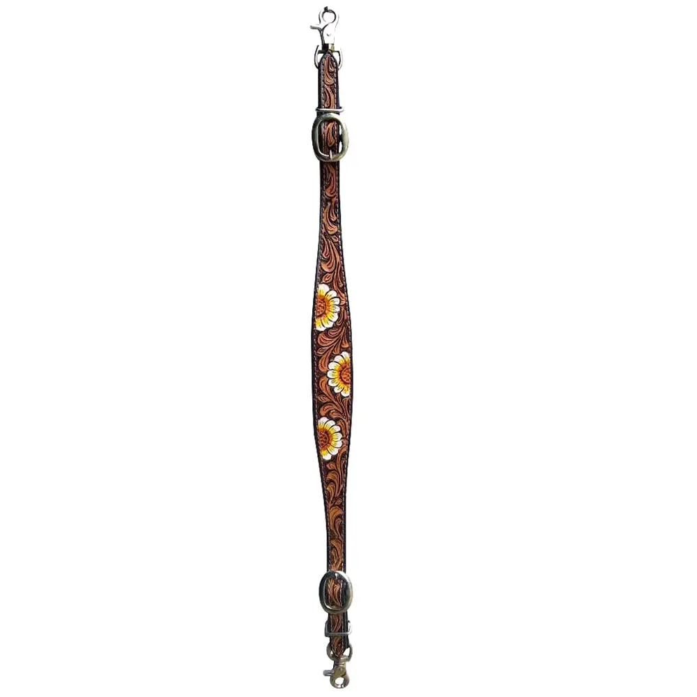 Hilason Western Horse Floral Headstall Breast Collar One Ear Headstall Wither Strap American Leather Tack Set 5