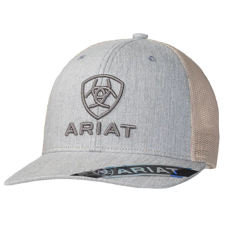 Ariat Mens Hat Baseball Cap Snap Mesh R112 Embroidery Grey 1