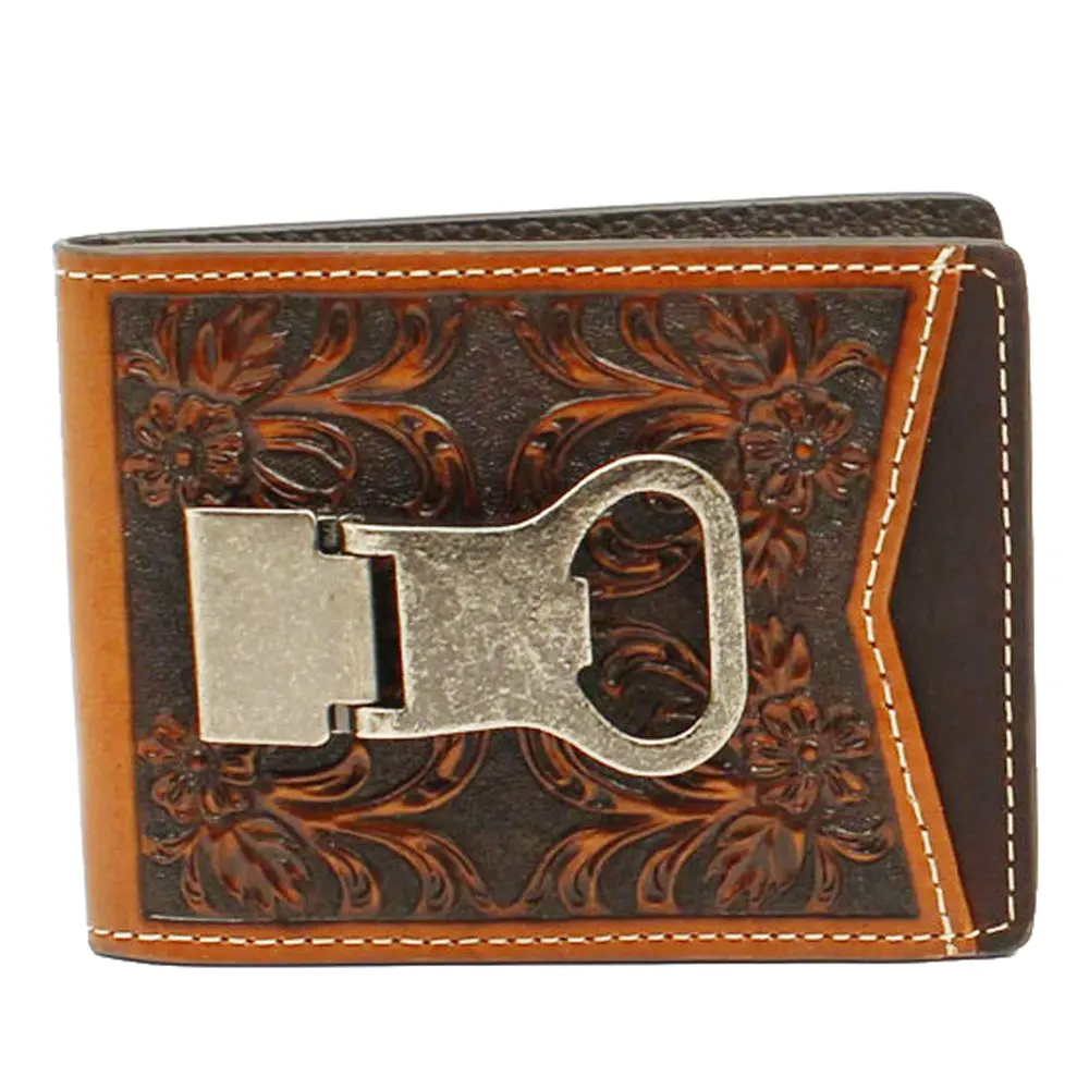 M&F Western Cactus Concho Floral Embossed Money Clip Wallet 1