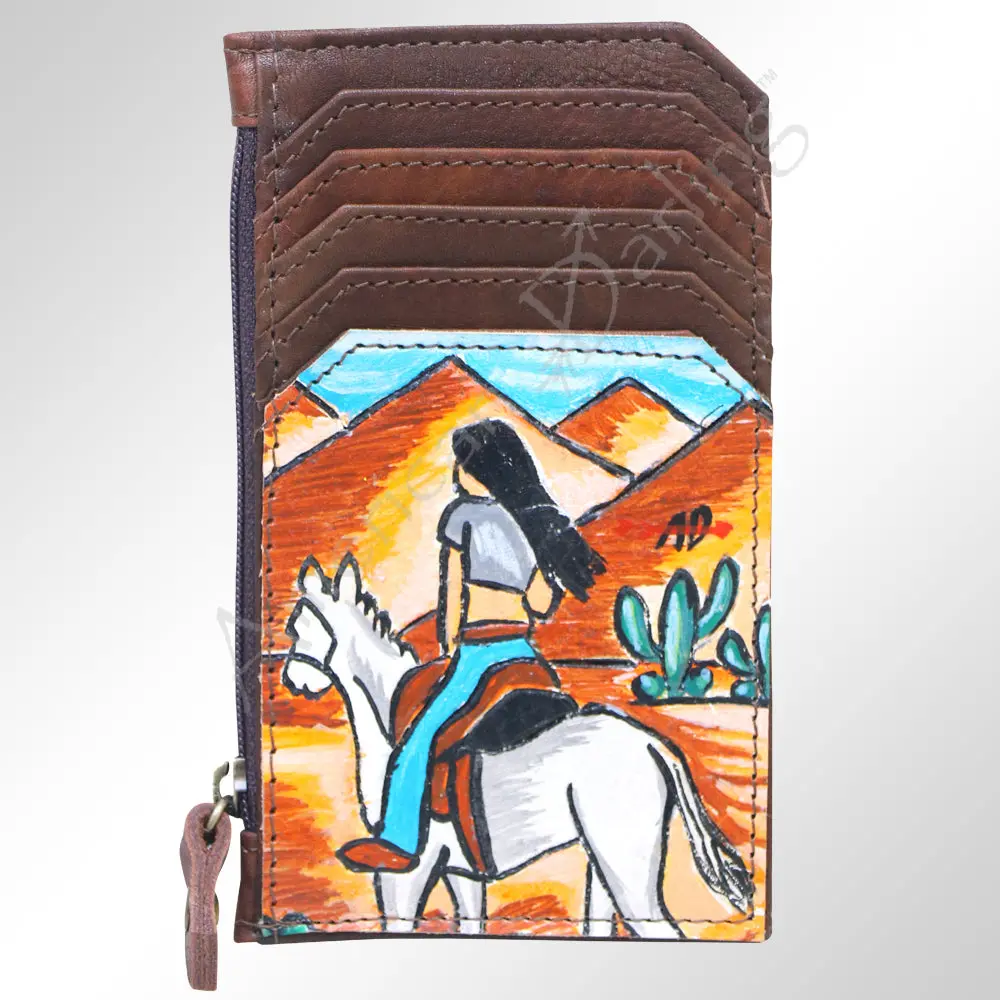 Ameran Darling Women's Card Holder Hnad Painted Full Grain Genuine Leather Handbag And Ladies Purse 1