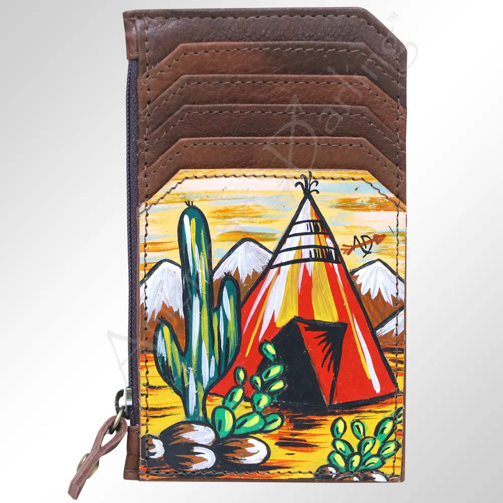 Ameran Darling Women's Card Holder Hnad Painted Full Grain Genuine Leather Handbag And Ladies Purse 1
