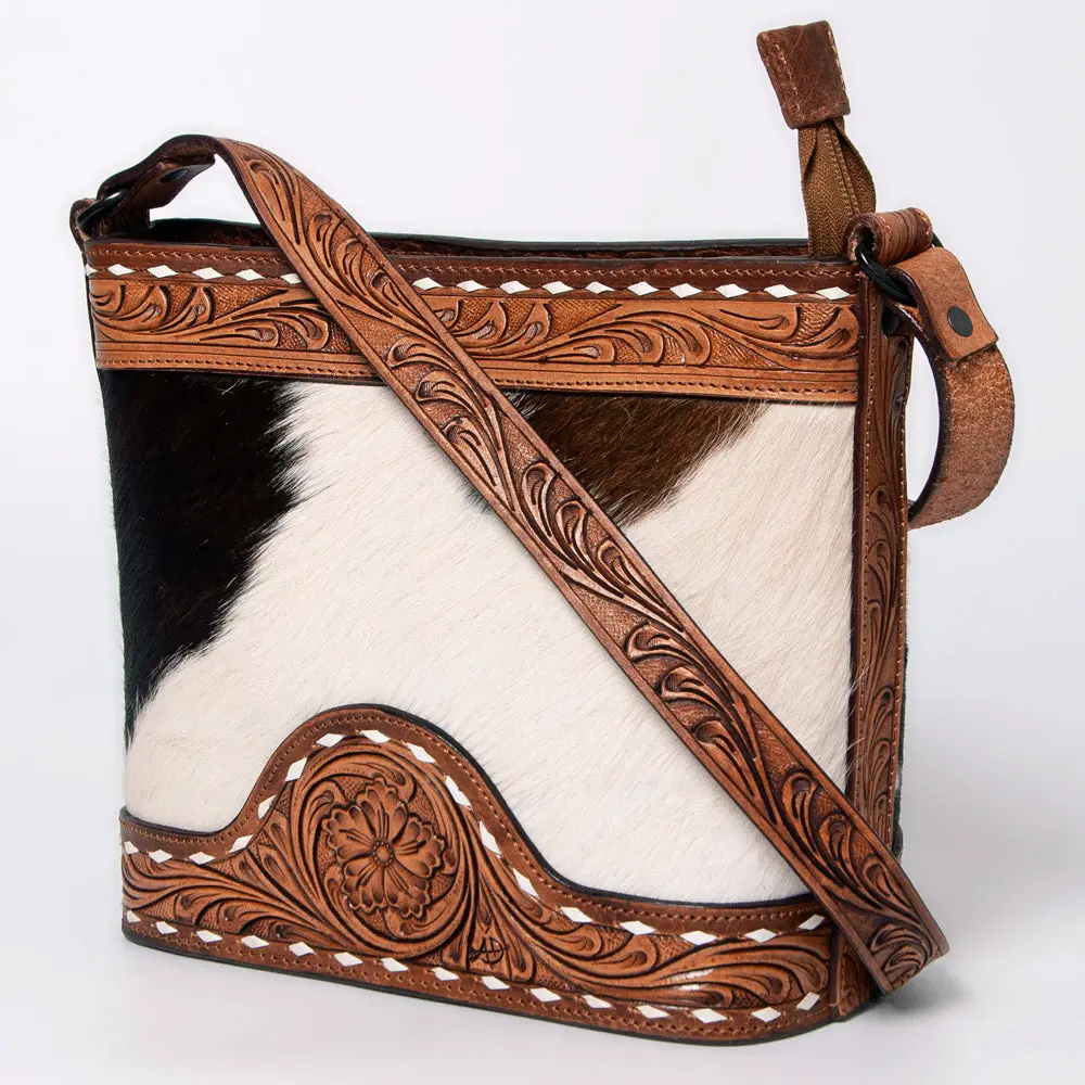 American Darling Tote Hand Tooled Hair-On Genuine Leather Women Bag Western Handbag Purse 1