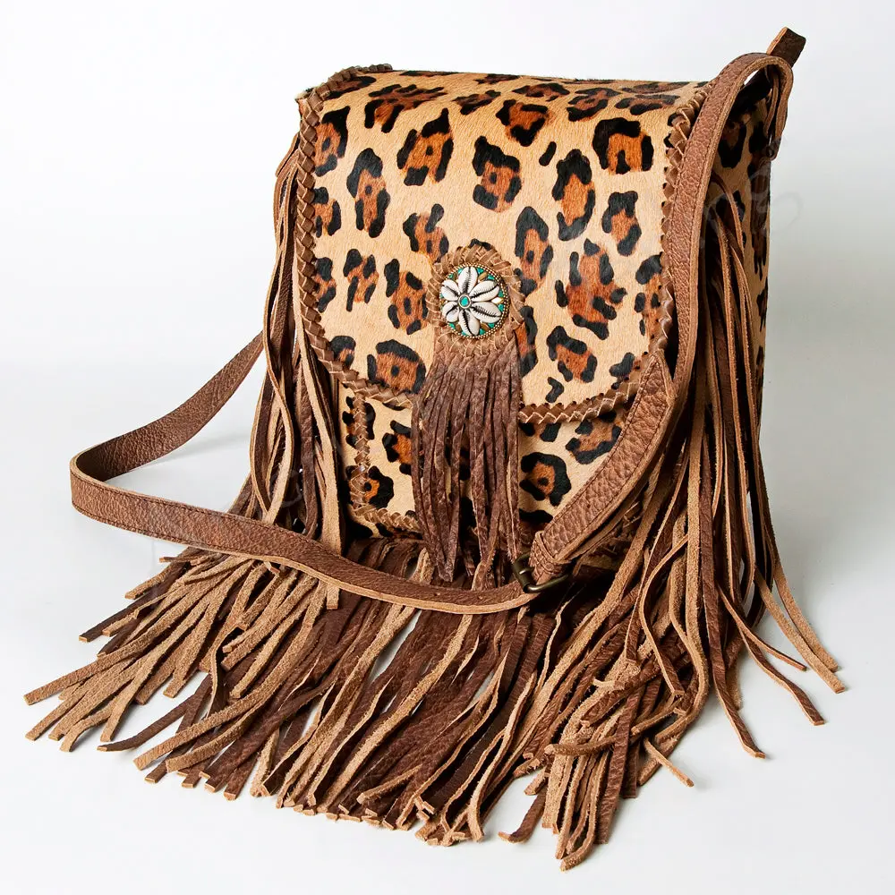 American Darling Cross Body Bag For Women, Hair-On Cowhide Western Purse With Fringes, Concho, And Ykk Zipper 1