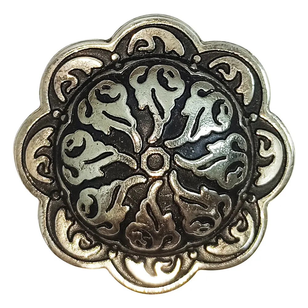 Hilason Western Screw Back Black Inlay Engraved Concho Nickle Cowgirl | Belt Slotted Conchos 1