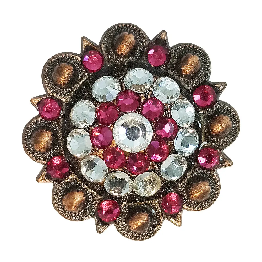 Hilason Pc Western Screw Back Concho Pink White Berry Copper Cowgirl Red And Black Color | Slotted Conchos 1