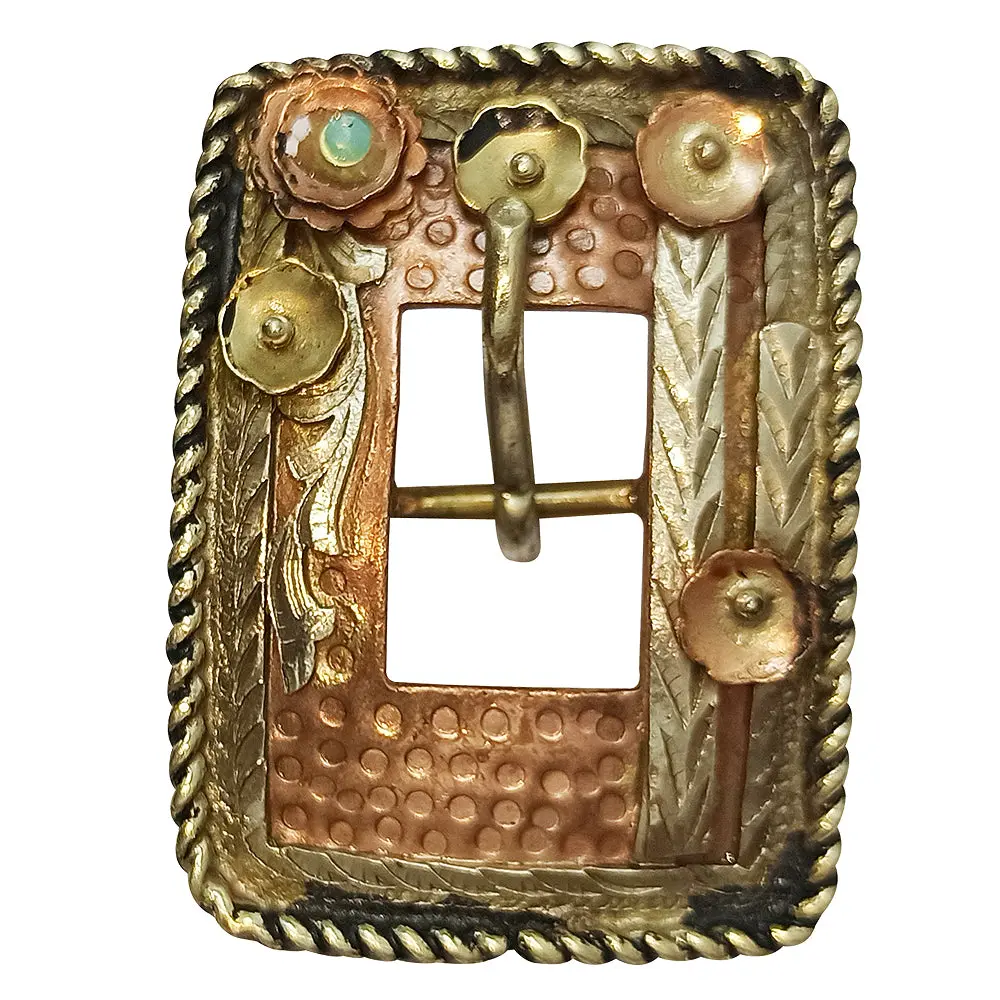 Hilason Pc Western Screw Back Floral Rope Buckle Copper Cowgirl | Bridle Conchos Concho Belt Slotted 1