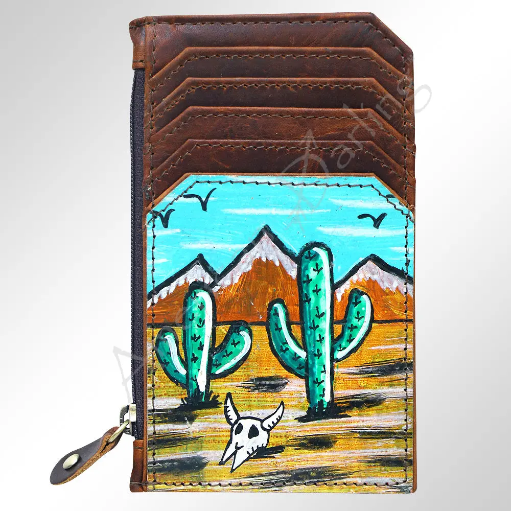 Ameran Darling Women's Card Holder Hnad Painted Full Grain Genuine Leather Handbag And Ladies Purse 1