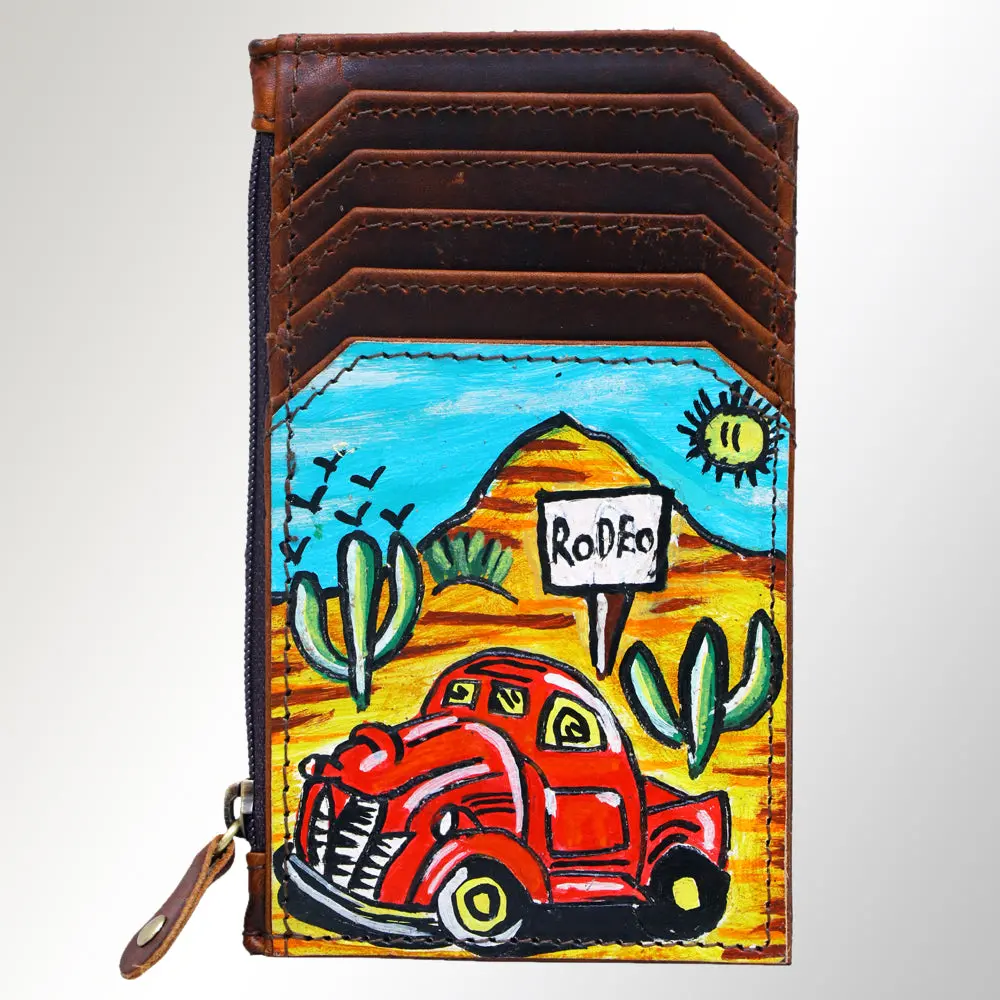 Ameran Darling Women's Card Holder Hnad Painted Full Grain Genuine Leather Handbag And Ladies Purse 1
