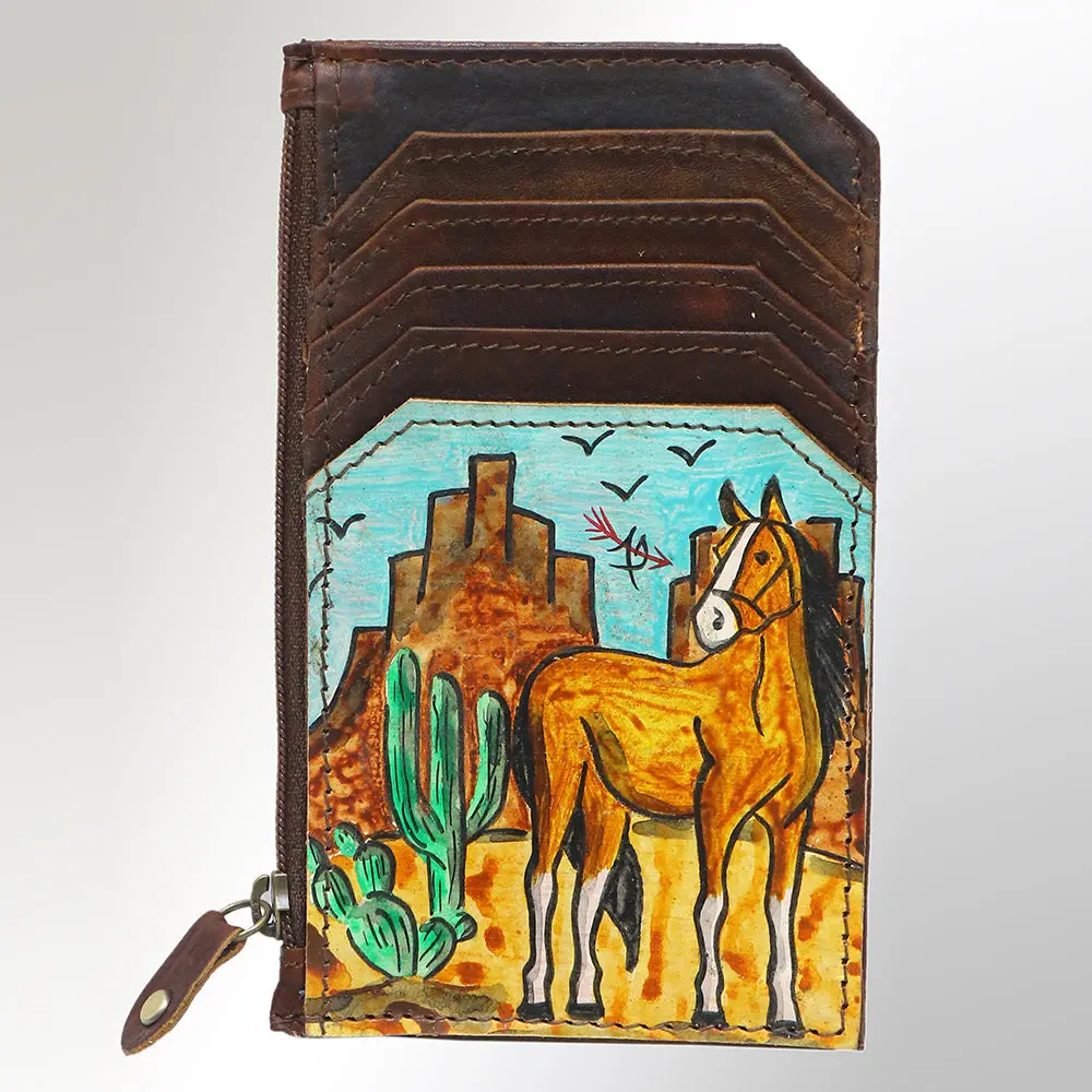 American Darling Card Holder Hand Tooled Genuine Leather | Business Credit 1