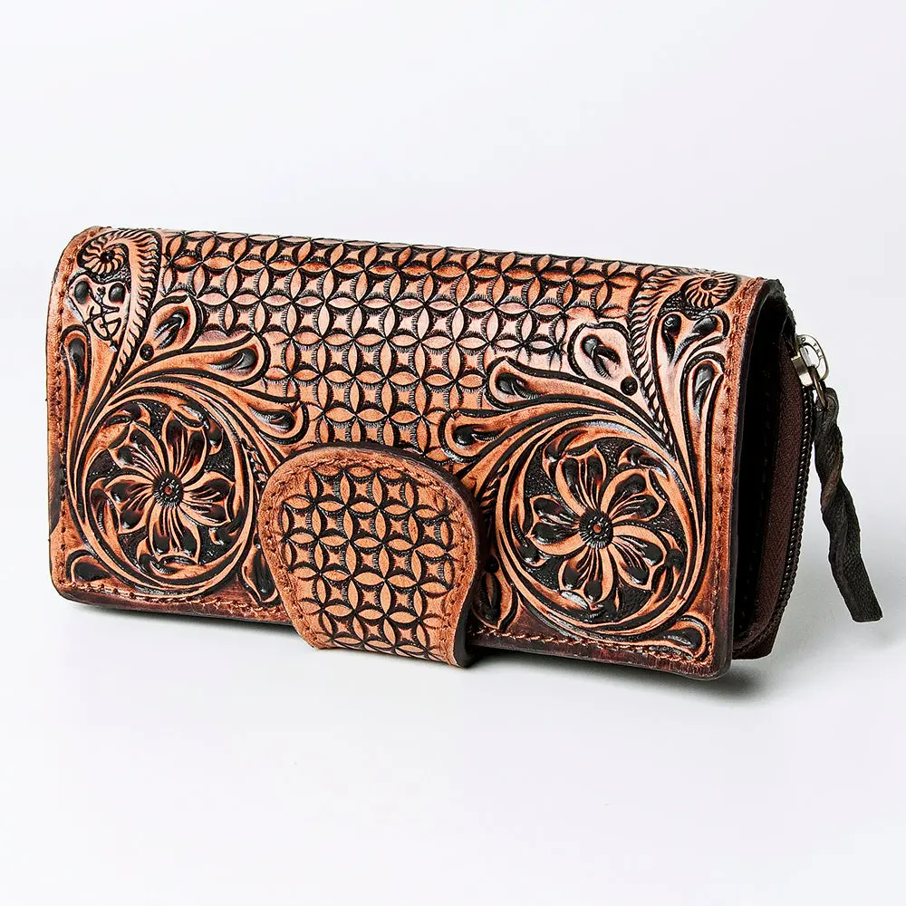 American Darling Wallet Hand Tooled Genuine Leather Women Bag Western Handbag Purse 1