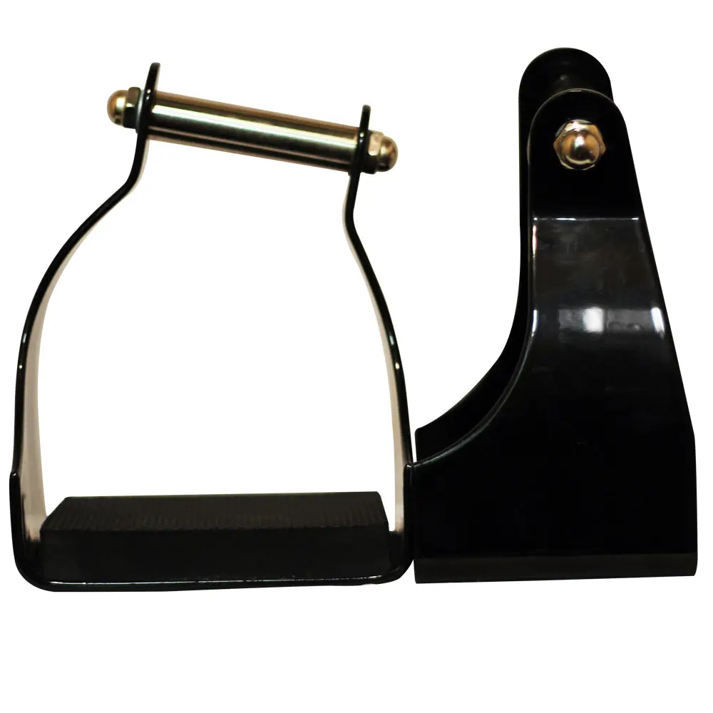Bar H Equine Western Horse Heavy-Duty Endurance Slanted Stirrups Black 1