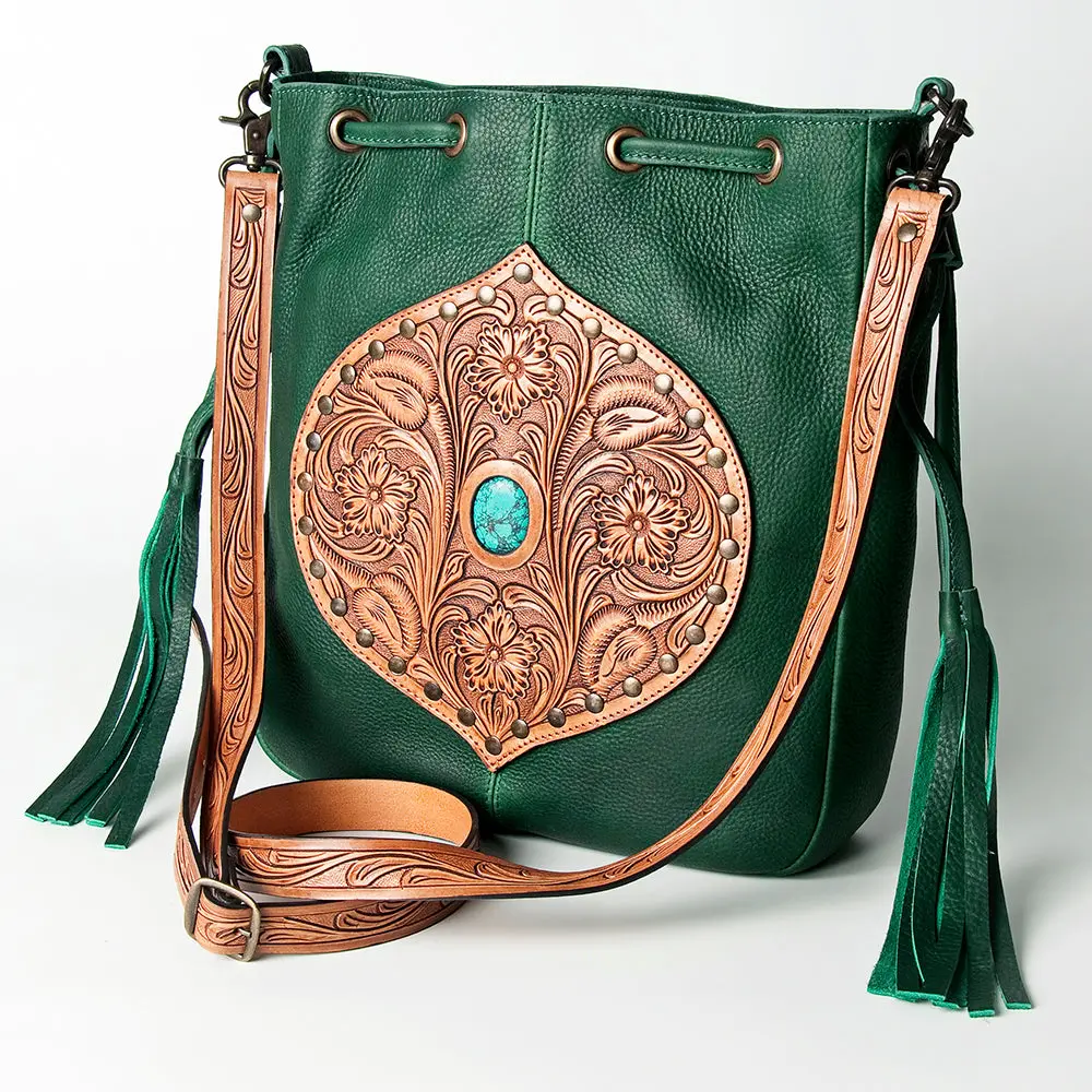 American Darling Bucket Hand Tooled Genuine Leather Women Bag Western Handbag Purse 1