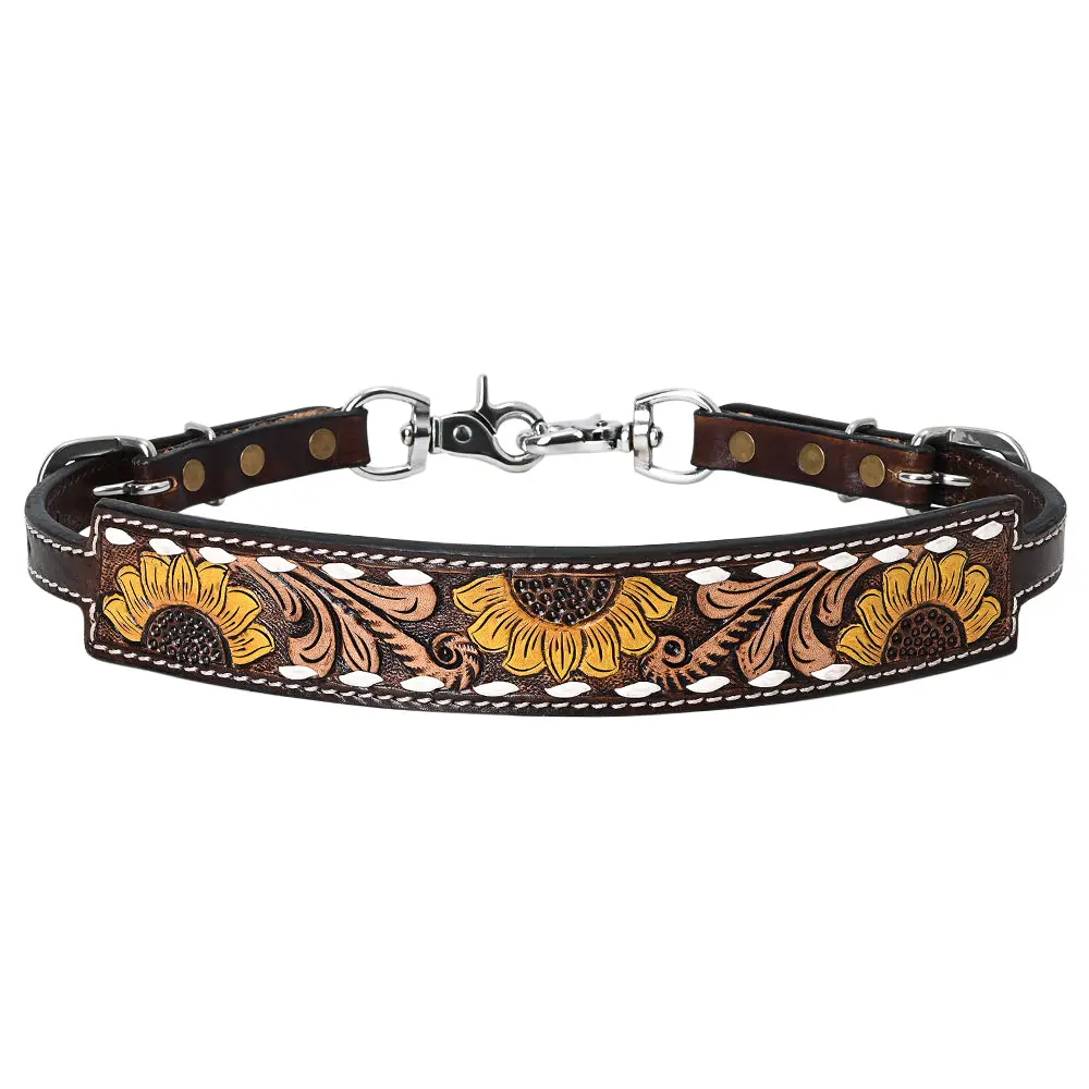 Hilason Western Horse Headstall Breast Collar Wither Strap Leather Sunflower Carving | Tack For Horses 4