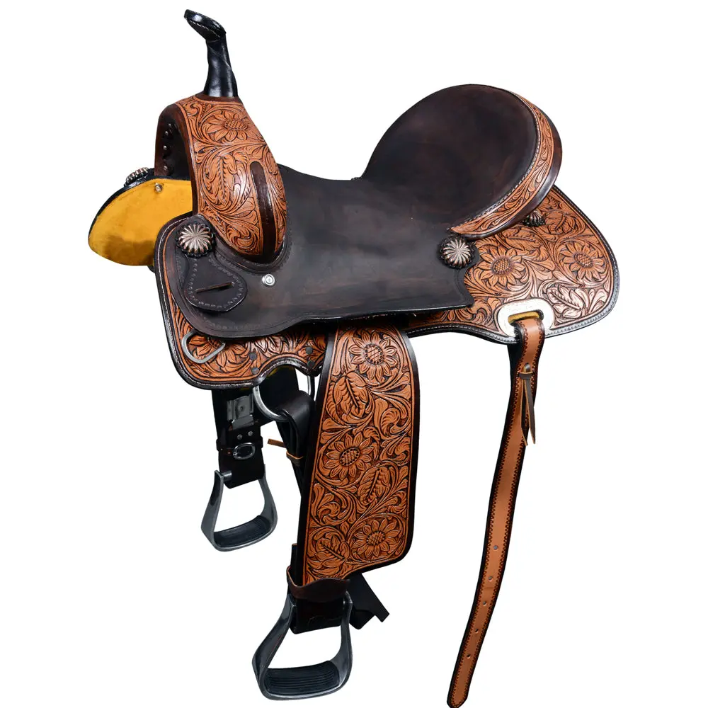 15 In Hilason Western Horse Ranch Cutter American Leather Saddle Brown 1