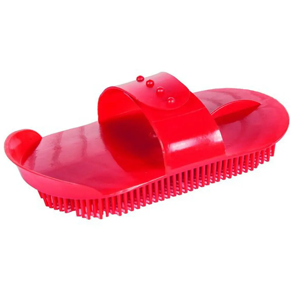 Hilason Plastic Curry Comb Strap Horse Attachment Red 1