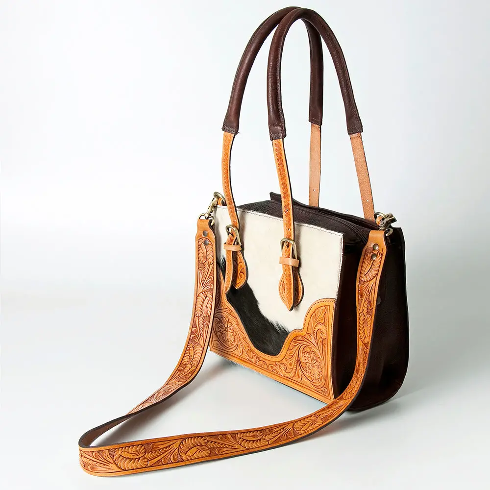 American Darling Tote Hand Tooled Hair On Genuine Leather Women Bag Western Handbag Purse 1