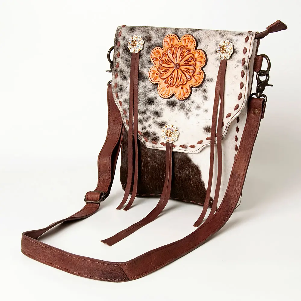 American Darling Cross Body Hand Tooled Hair On Genuine Leather Women Bag Western Handbag Purse 1