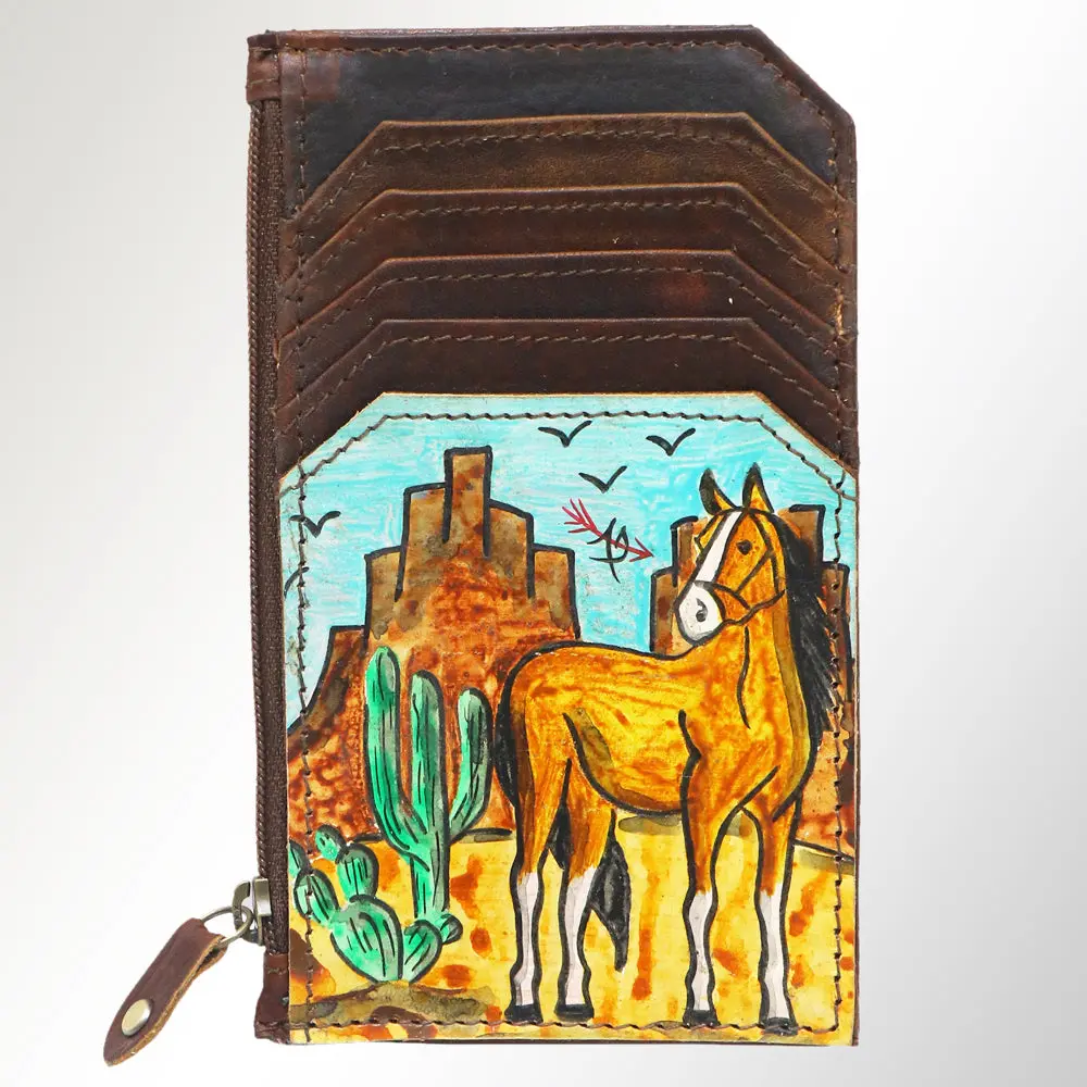 American Darling Card Holder Hand Tooled Genuine Leather | Business Credit 1