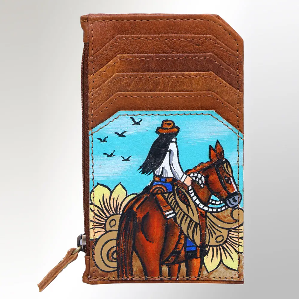 American Darling Card Holder Hand Tooled Genuine Leather | Business Credit 1