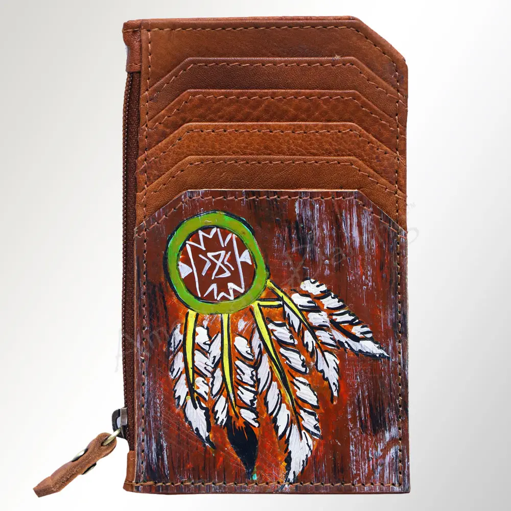 Ameran Darling Women's Card Holder Hnad Painted Full Grain Genuine Leather Handbag And Ladies Purse 1