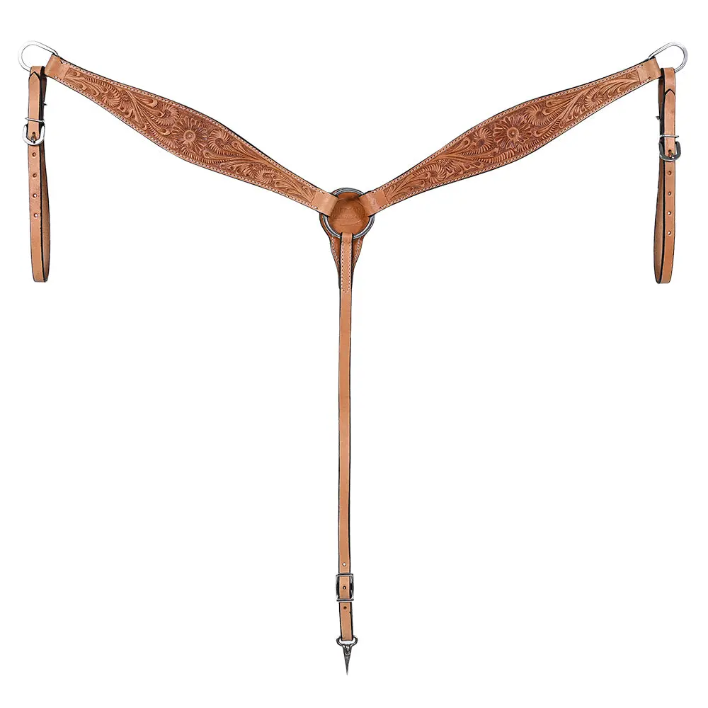 Hilason Western Horse Floral Headstall Breast Collar American Leather Tack Set 1