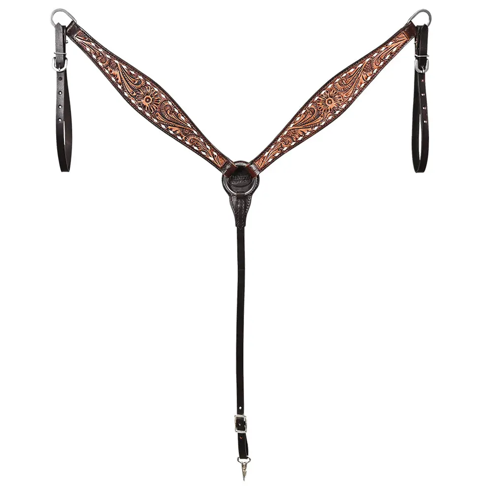 Hilason Western American Leather Horse Floral Headstall Breast Collar Tack Set 1