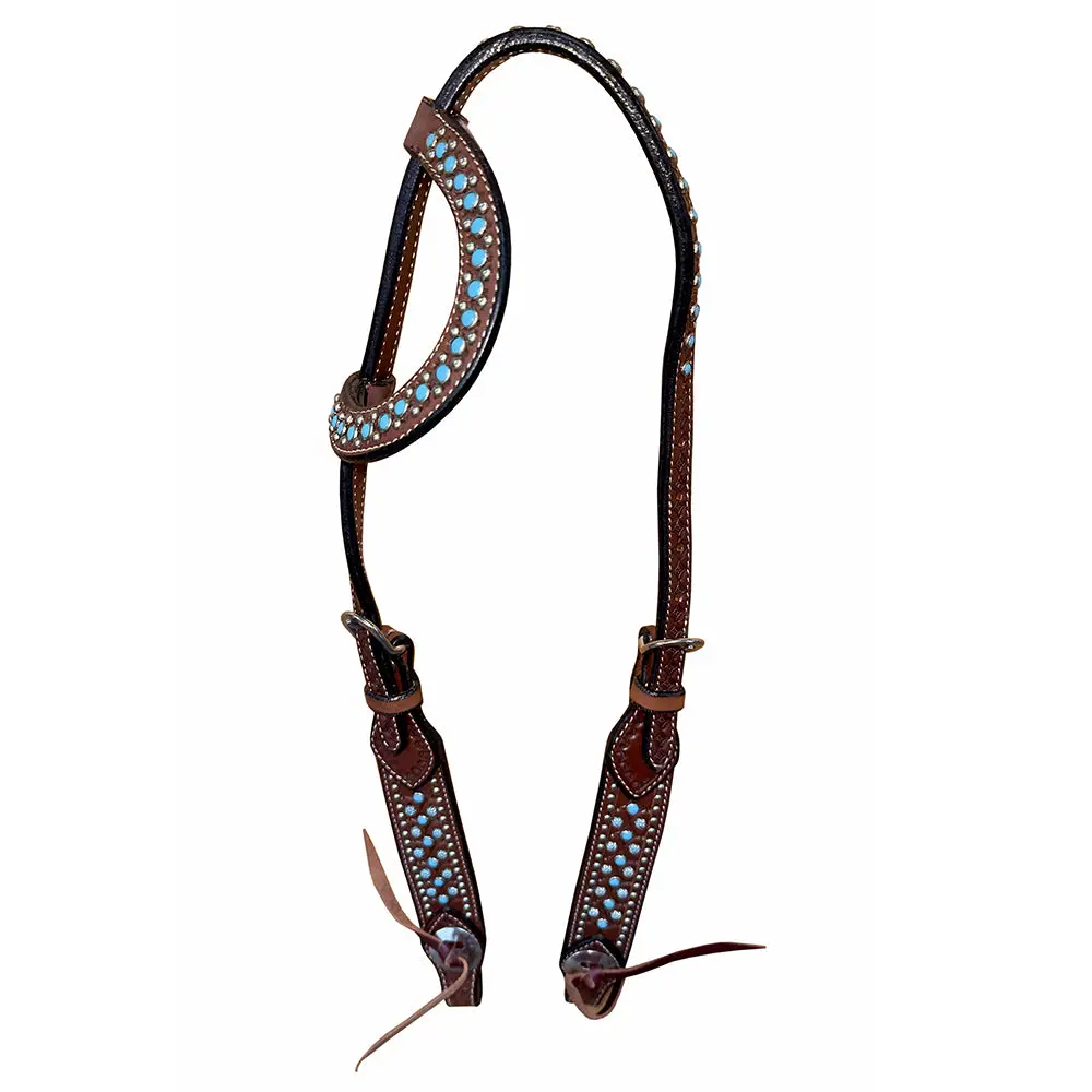Bar H Equine Western Horse Genuine Leather One Ear Headstall Brown 1
