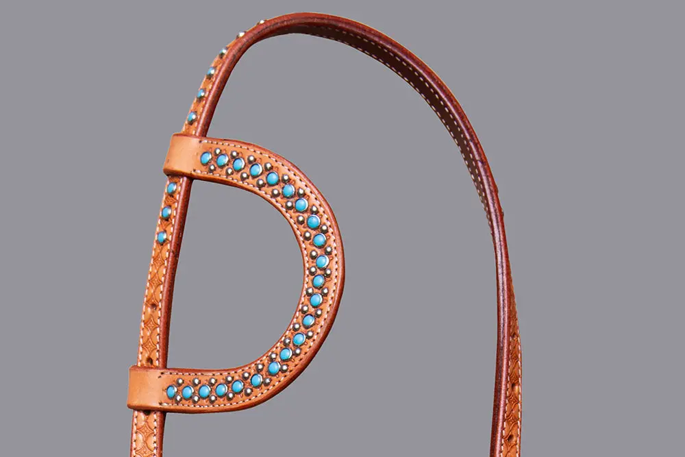 Bar H Equine Western Horse Genuine Leather Headstall Tan 2