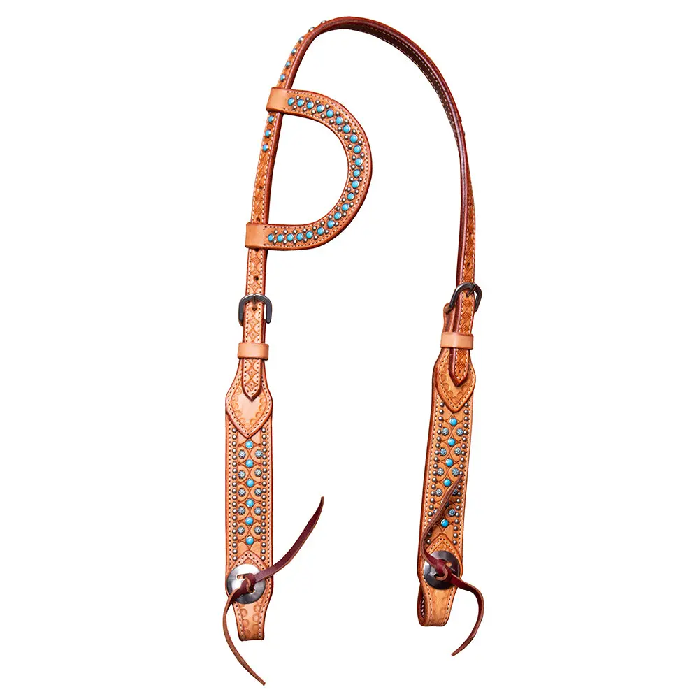 Bar H Equine Western Horse Genuine Leather Headstall Tan 1