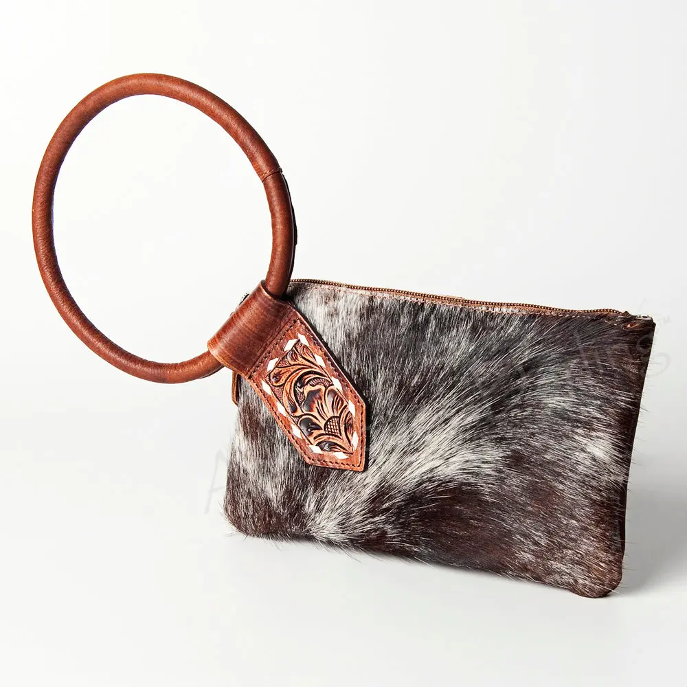 American Darling Wristlet Hand Tooled Hair On Genuine Leather Western Women Bag | Handbag Purse Travel Clutch 1