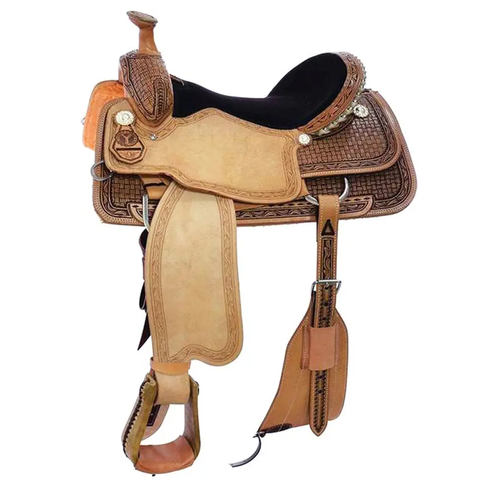 15.5 In Circle Y Western Horse Ranch Roping American Leather Saddle 1