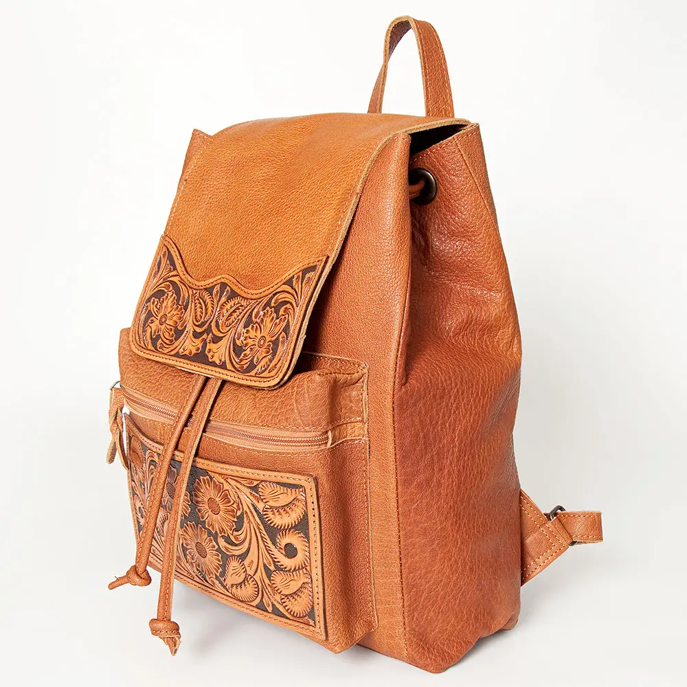 American Darling Backpack For Women, Hand Tooled Floral Leather Western Bag, Full Grain Vegetable-Tanned With Ykk Zipper 1
