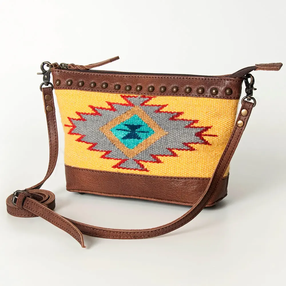 American Darling Cross Body Bag For Women, Premium Vegetable-Tanned Full Grain Leather, Hand Woven Saddle Blanket & Ykk Zipper 3