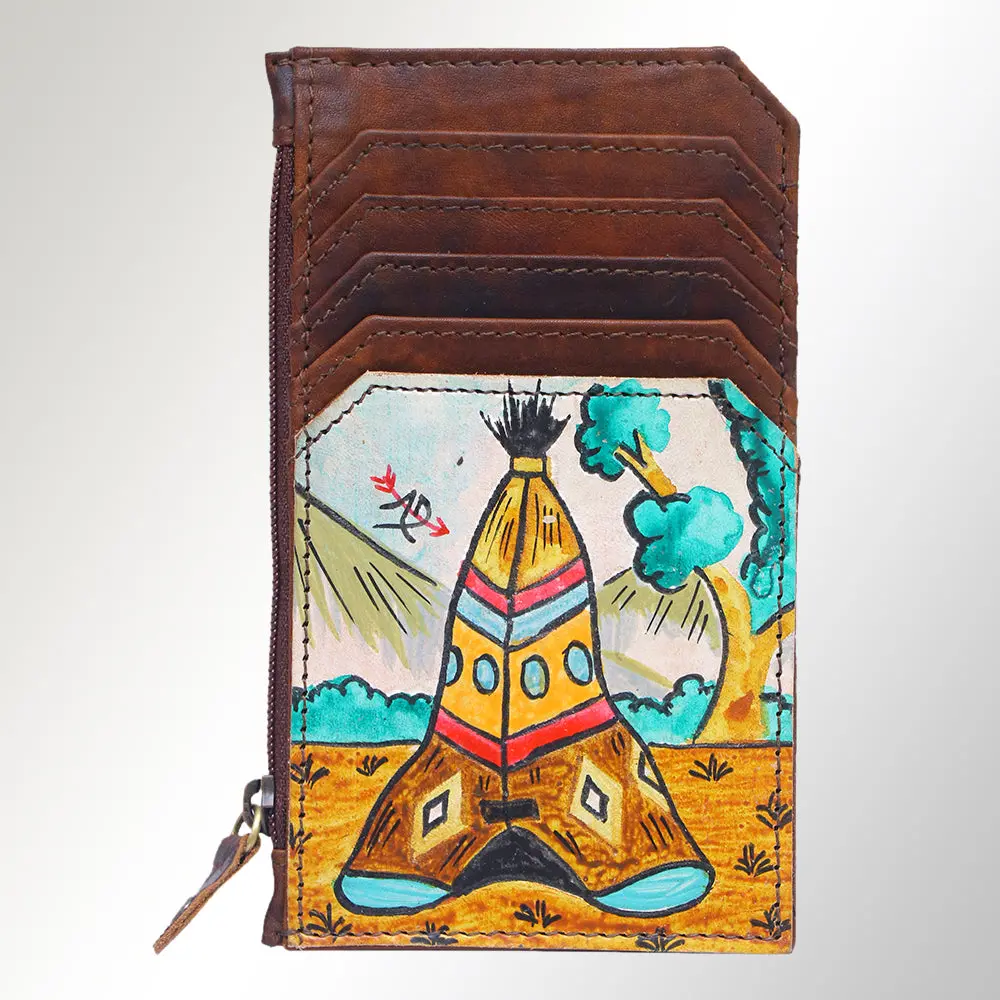Ameran Darling Women's Card Holder Hnad Painted Full Grain Genuine Leather Handbag And Ladies Purse 1