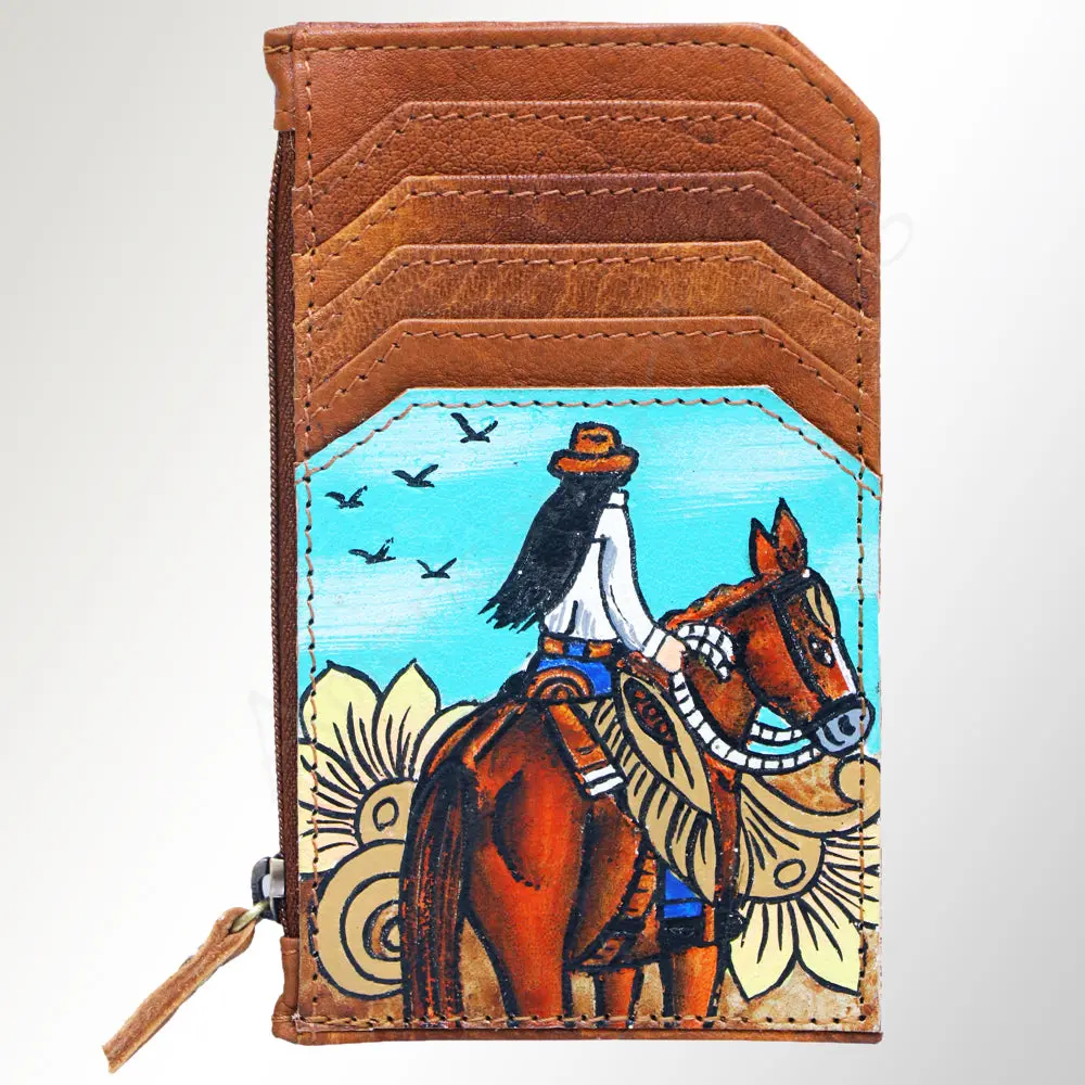Ameran Darling Women's Card Holder Hnad Painted Full Grain Genuine Leather Handbag And Ladies Purse 1