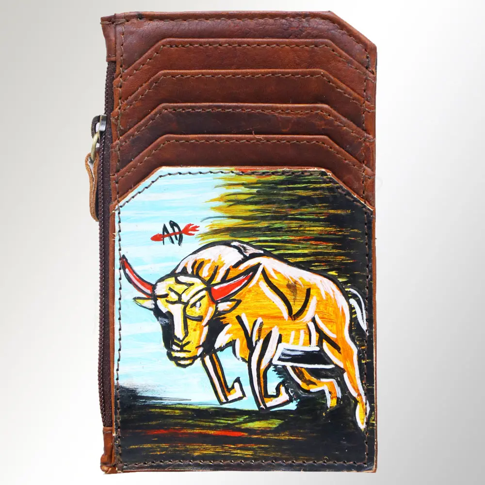 Ameran Darling Women's Card Holder Hnad Painted Full Grain Genuine Leather Handbag And Ladies Purse 1