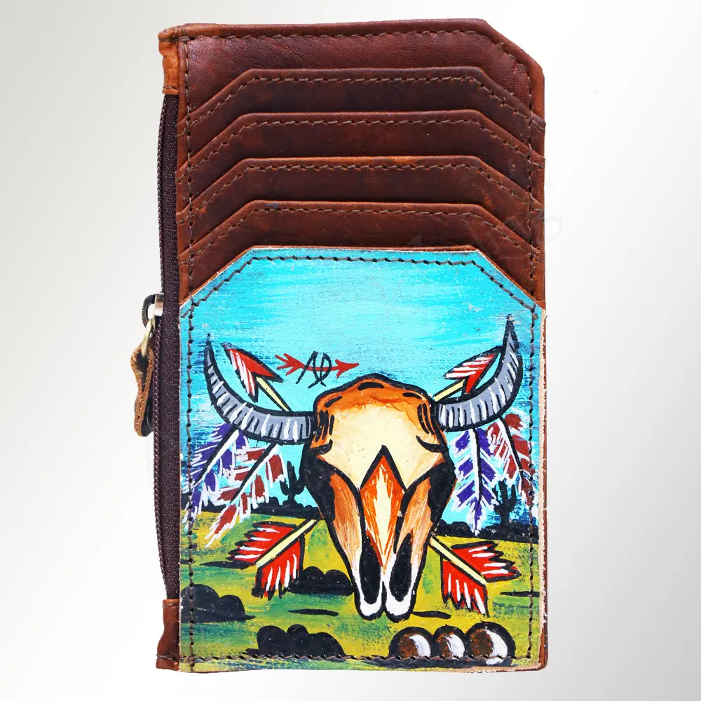 Ameran Darling Women's Card Holder Hnad Painted Full Grain Genuine Leather Handbag And Ladies Purse 1