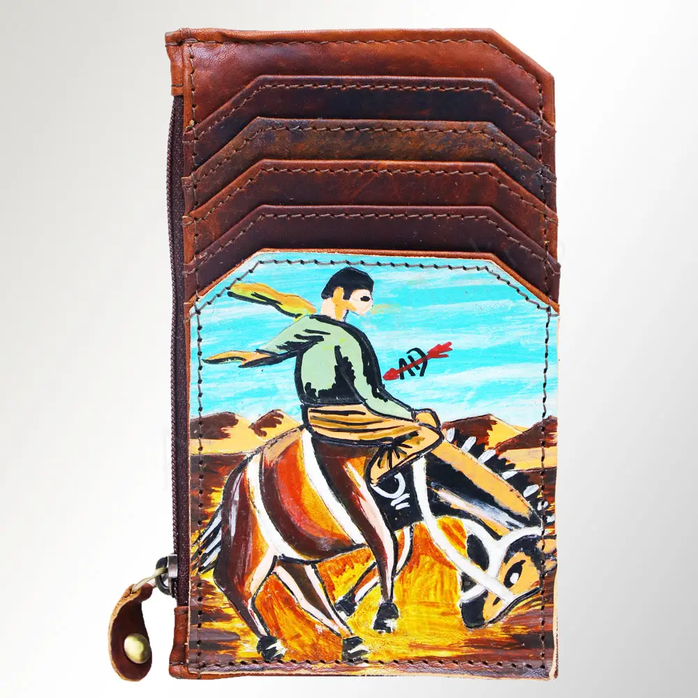 Ameran Darling Women's Card Holder Hnad Painted Full Grain Genuine Leather Handbag And Ladies Purse 1