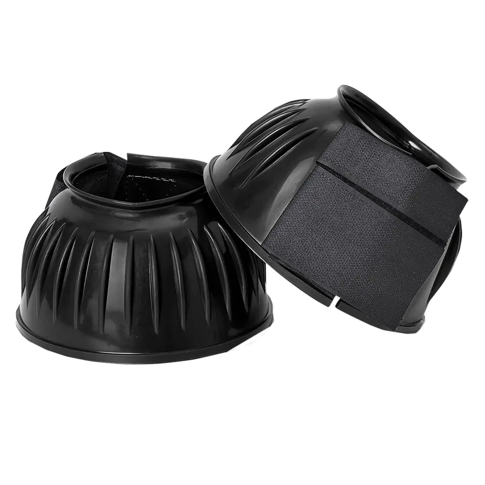 Hilason Western Horse Rubber Pvc Ribbed Double Hook And Loop Bell Boots Training Protective Shock Absorbing Leg 1