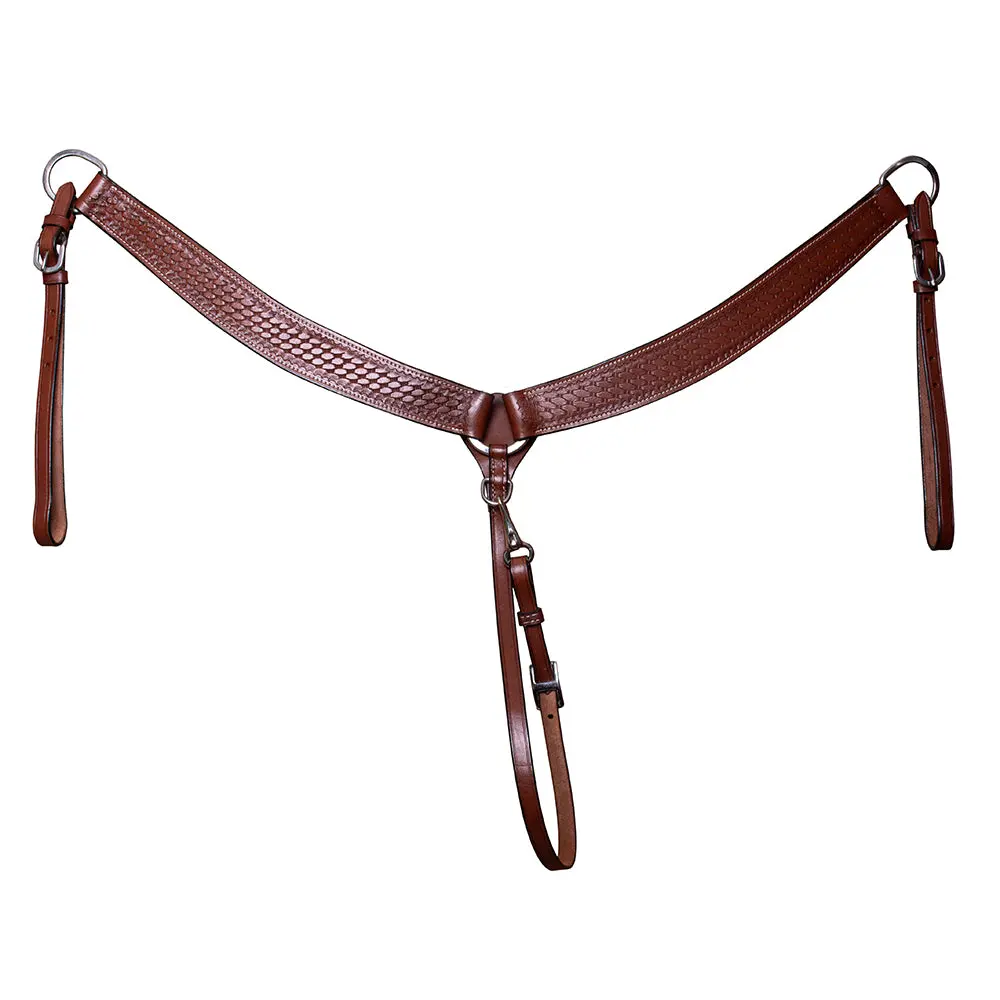 Hilason Western Horse Roping Basket Weave Genuine Leather Breast Collar Brown 1